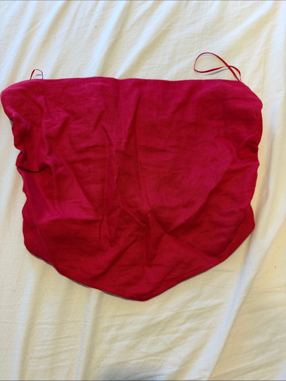 Reformation Linen Red Strapless Crop Top